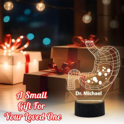 Personalized Led Night Lamp 3D Illusion Stomach Lamp Customized with Name Gastroenterologists Doctor Gifts